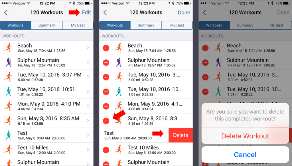 Deleting Workouts - iOS