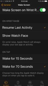 Apple Watch General Settings